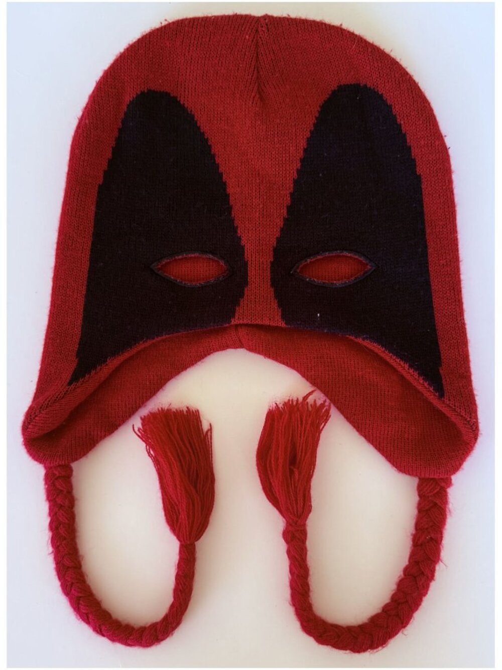 Marvel Deadpool Red Black Earflap Beanie Hat